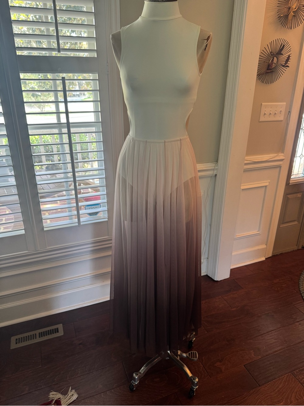 Weissman Cream to Brown Ombre Pleated Maxi Skirt